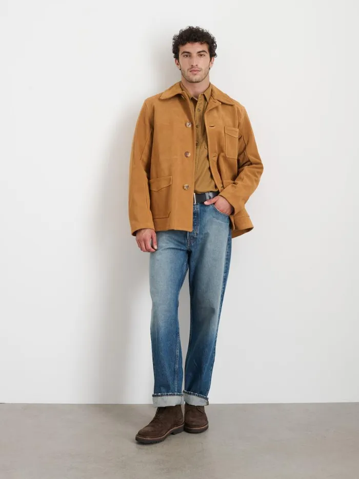 Alex Mill Owen Barry X Alex Mill Work Jacket In Suede Tan Women Jackets Outerwear