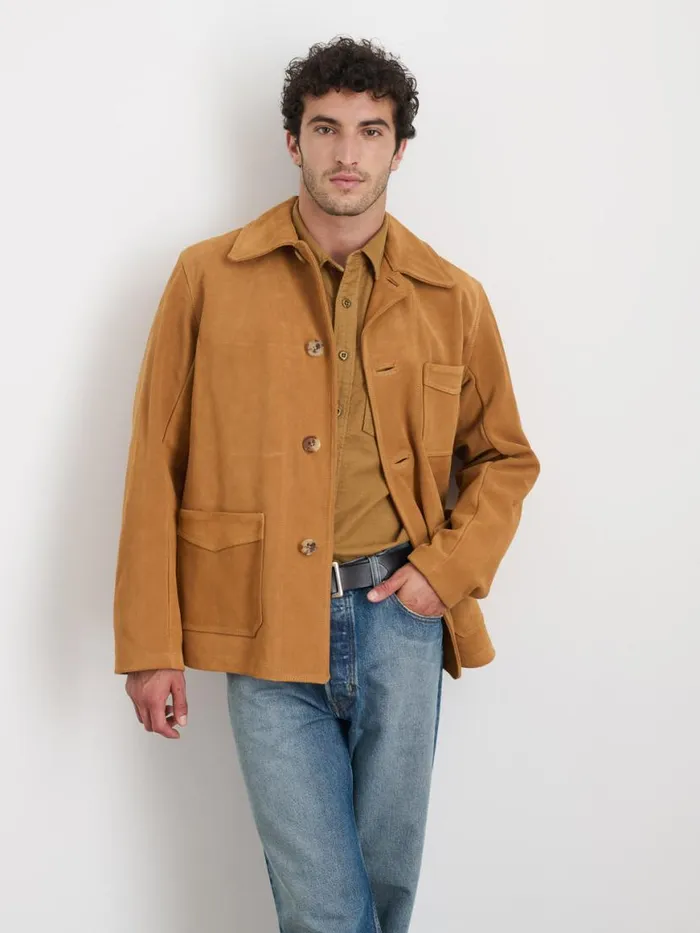 Alex Mill Owen Barry X Alex Mill Work Jacket In Suede Tan Women Jackets Outerwear