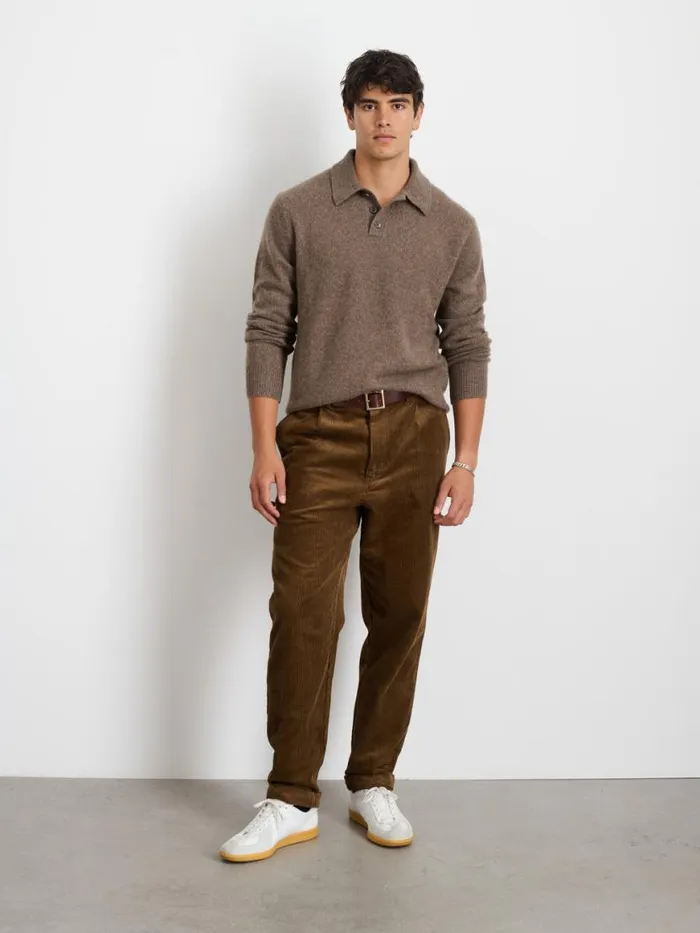 Alex Mill Standard Pleated Pant In Corduroy Long Inseam Saddle Men Suiting Blazers