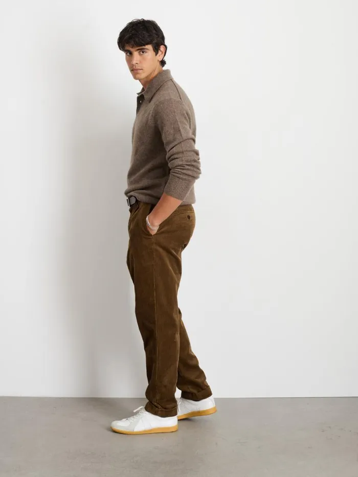 Alex Mill Standard Pleated Pant In Corduroy Long Inseam Saddle Men Suiting Blazers