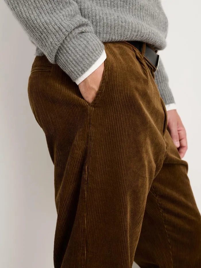Alex Mill Standard Pleated Pant In Corduroy Long Inseam Saddle Men Suiting Blazers