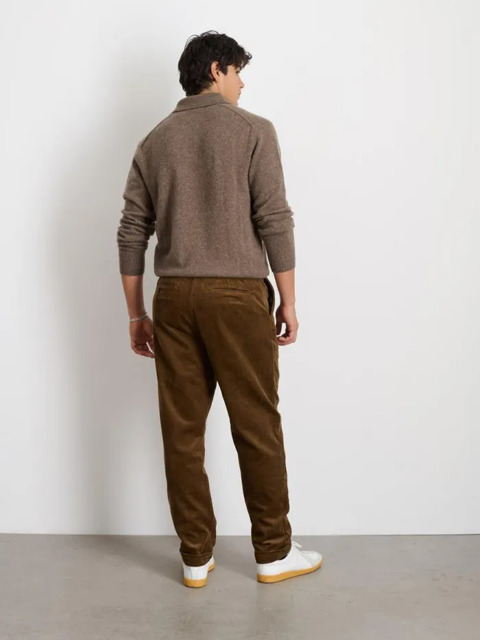 Alex Mill Standard Pleated Pant In Corduroy Long Inseam Saddle Men Suiting Blazers
