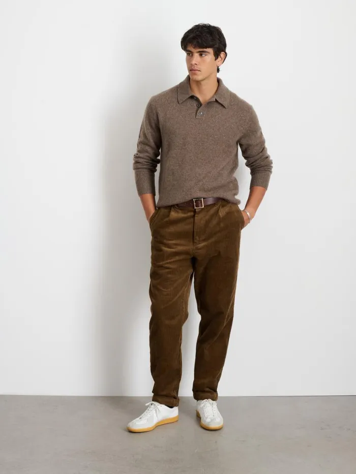 Alex Mill Standard Pleated Pant In Corduroy Long Inseam Saddle Men Suiting Blazers