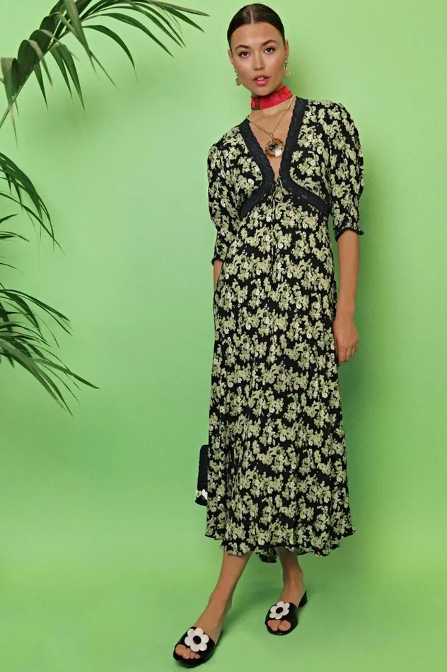 Amina Marais Floral Green Women RIXO Dresses Amina Marais Floral Green Women RIXO Dresses