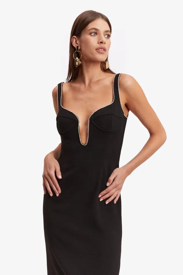 Bardot Party Dresses Women Brooklyn Diamonte Midi Dress In Black Black Bardot Party Dresses Women Brooklyn Diamonte Midi Dress In Black Black