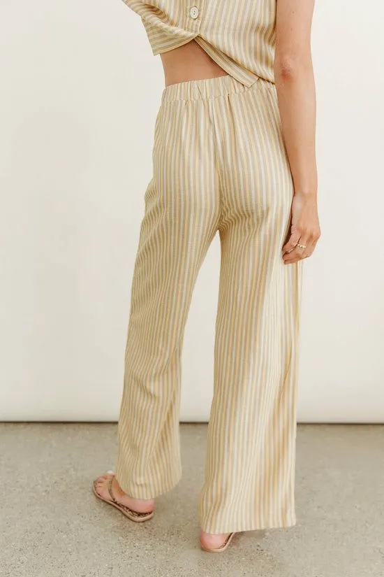 Bohme Alix Striped Wide Leg Pants Yellow Women All Bottoms