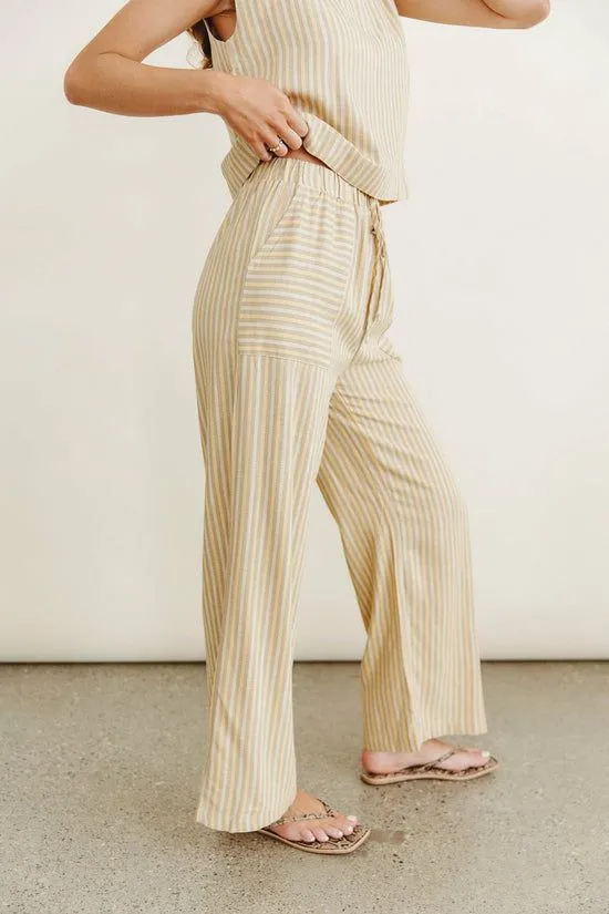 Bohme Alix Striped Wide Leg Pants Yellow Women All Bottoms