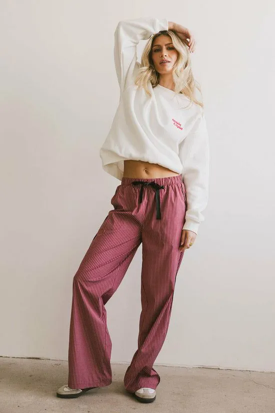 Bohme Tobias Striped Boxer Pants Burgundy Women Loungewear