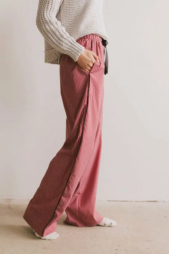 Bohme Tobias Striped Boxer Pants Burgundy Women Loungewear