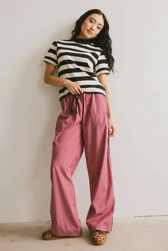 Bohme Tobias Striped Boxer Pants Burgundy Women Loungewear