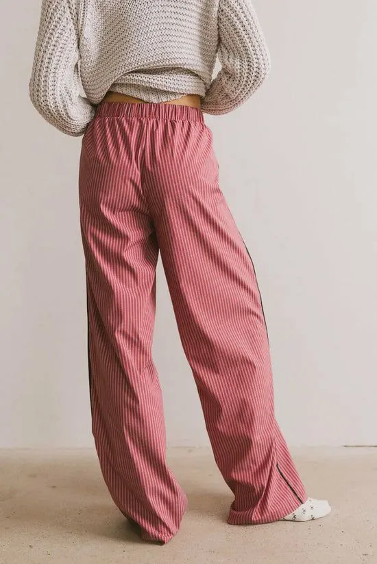 Bohme Tobias Striped Boxer Pants Burgundy Women Loungewear