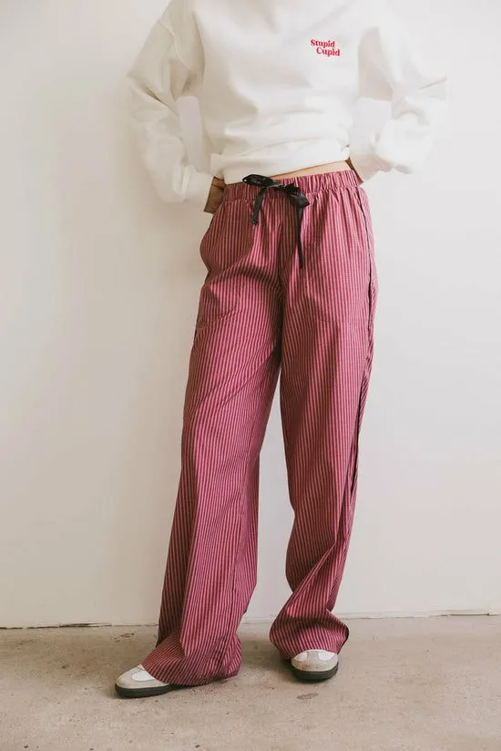 Bohme Tobias Striped Boxer Pants Burgundy Women Loungewear