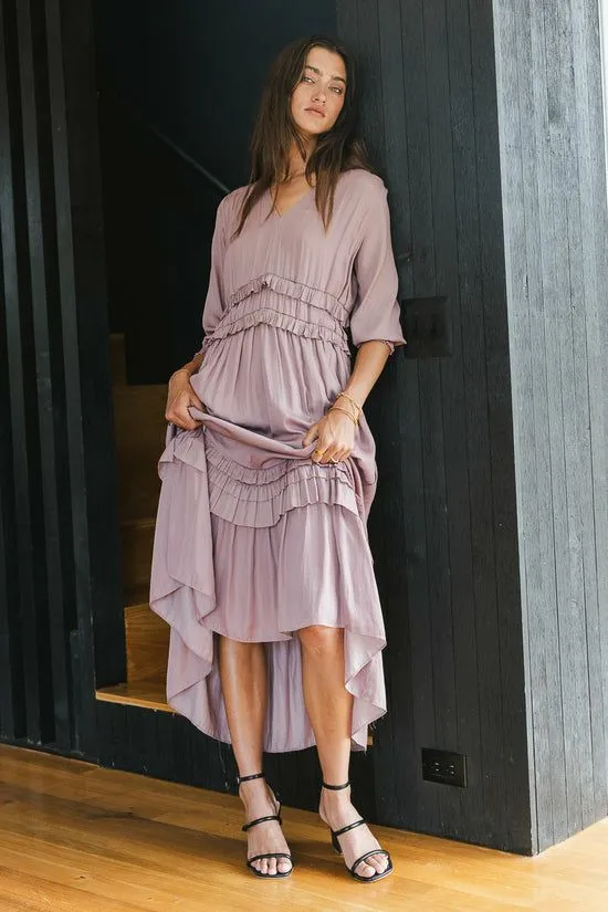 Bohme Willa Sleeved Ruffle Dress In Lavender Lavender Women Dresses