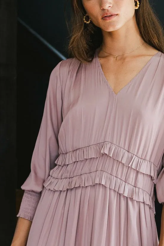 Bohme Willa Sleeved Ruffle Dress In Lavender Lavender Women Dresses