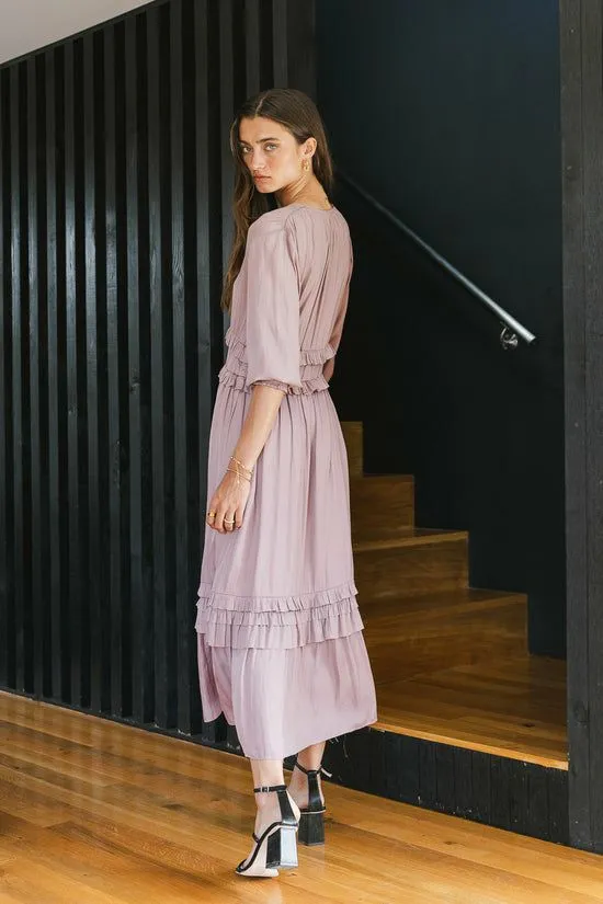 Bohme Willa Sleeved Ruffle Dress In Lavender Lavender Women Dresses