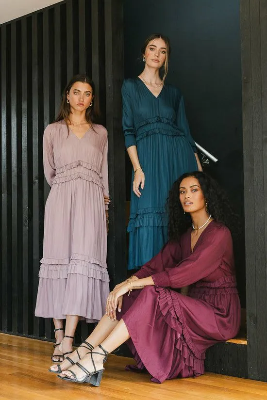 Bohme Willa Sleeved Ruffle Dress In Lavender Lavender Women Dresses