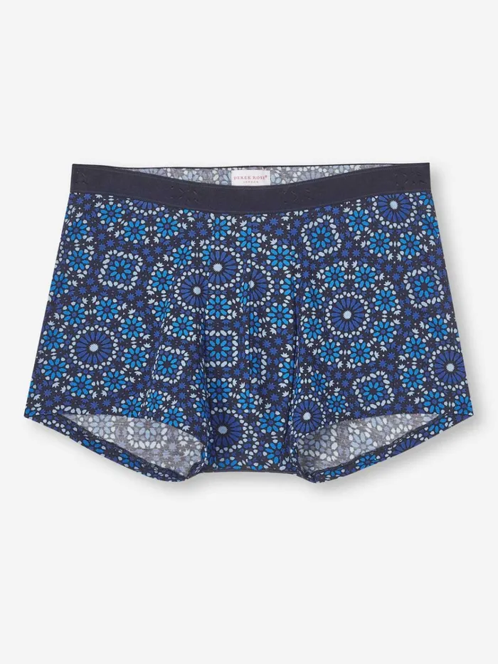 Boxer Briefs Men Derek Rose Boxer Briefs Geometric 6 Pima Cotton Stretch Navy