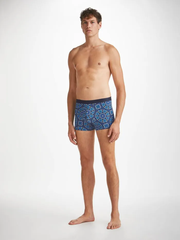Boxer Briefs Men Derek Rose Boxer Briefs Geometric 6 Pima Cotton Stretch Navy