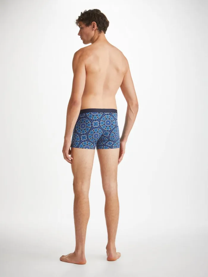 Boxer Briefs Men Derek Rose Boxer Briefs Geometric 6 Pima Cotton Stretch Navy