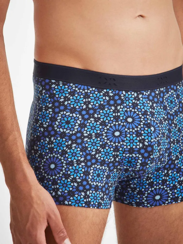 Boxer Briefs Men Derek Rose Boxer Briefs Geometric 6 Pima Cotton Stretch Navy