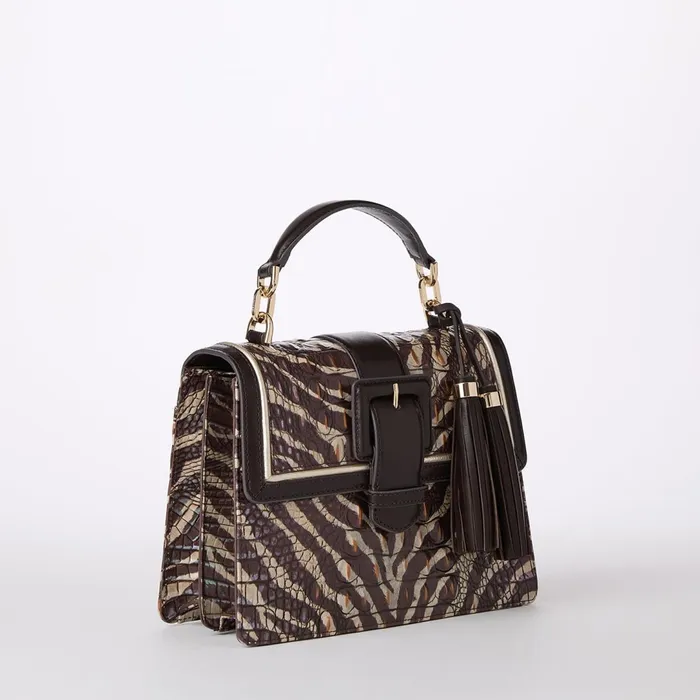 Brahmin Satchels Small Hallie Coffee Bengal 8211 Women Brahmin Satchels Small Hallie Coffee Bengal 8211 Women