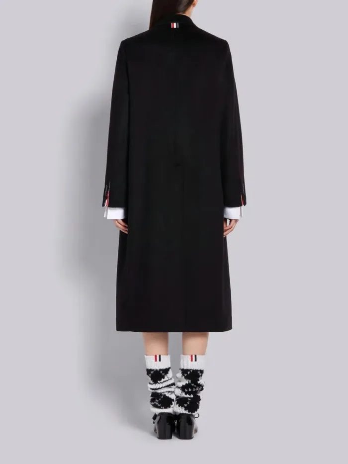 Cashmere Zibeline Elongated Sack Overcoat Black Women Thom Browne Outerwear