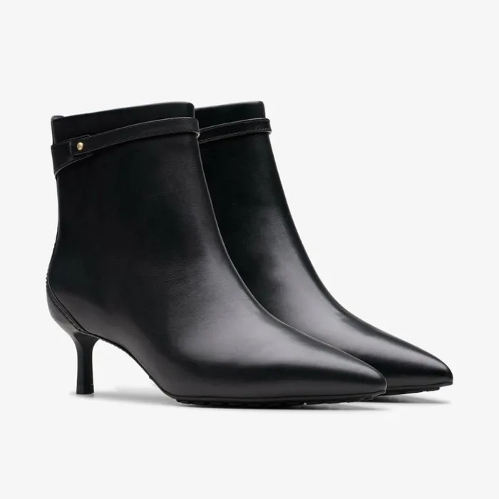 Clarks Adela Up Black Leather Ankle Boots Black Leather Women Black Boots