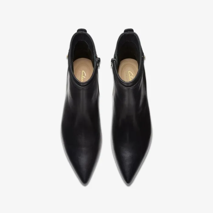 Clarks Adela Up Black Leather Ankle Boots Black Leather Women Black Boots