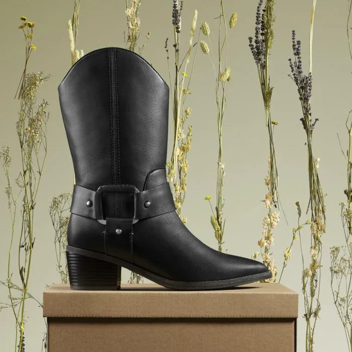 Clarks Morzine Rise Black Leather Mid Calf Boots Black Leather Women Black Boots