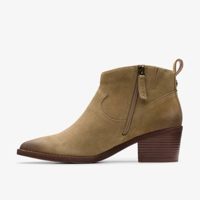 Clarks Morzine Sky Dark Sand Suede Ankle Boots Dark Sand Suede Women Ankle Boots