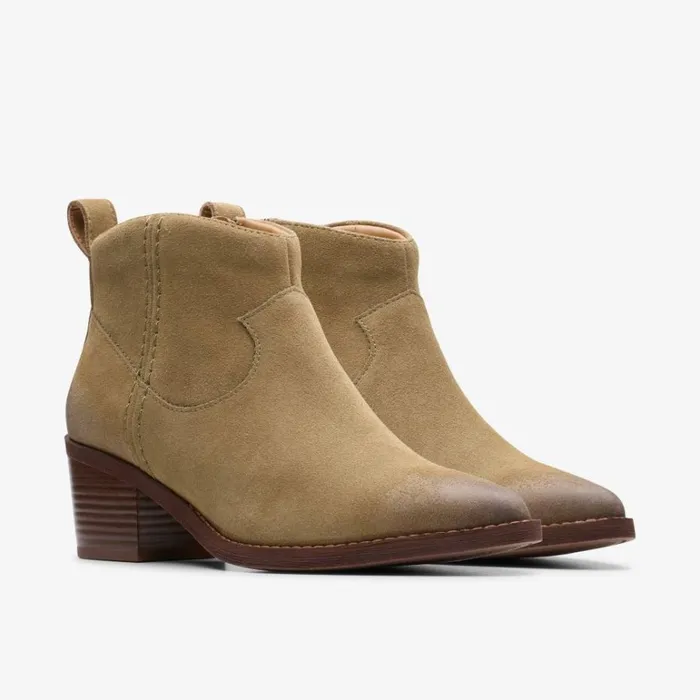 Clarks Morzine Sky Dark Sand Suede Ankle Boots Dark Sand Suede Women Ankle Boots