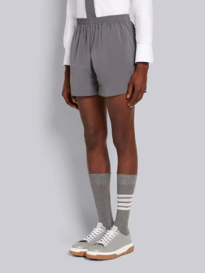 Elasticated Waistband Track Shorts Gray Men Thom Browne Trousers Elasticated Waistband Track Shorts Gray Men Thom Browne Trousers