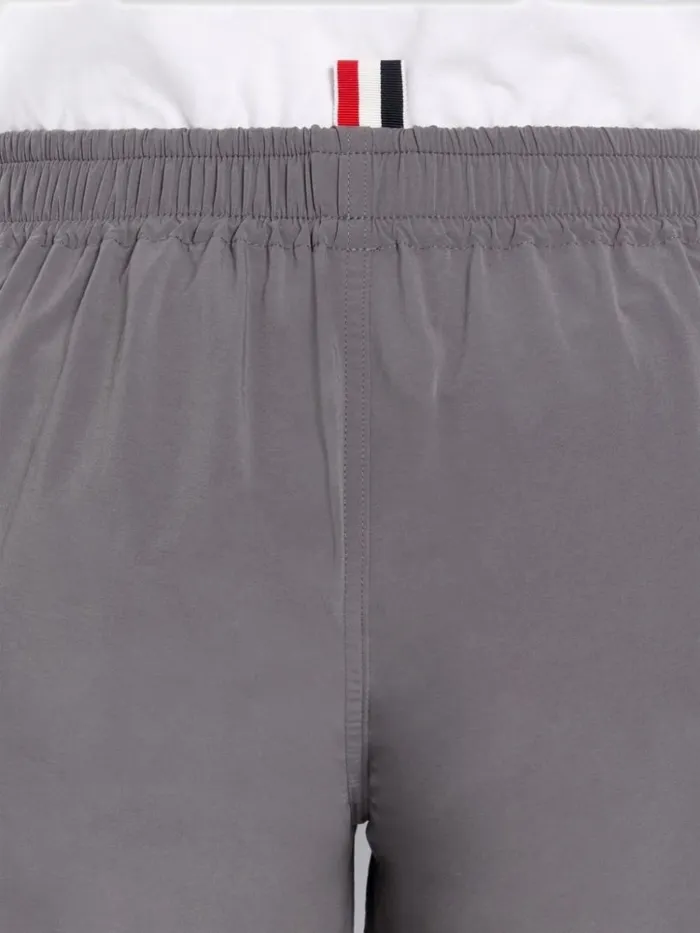 Elasticated Waistband Track Shorts Gray Men Thom Browne Trousers Elasticated Waistband Track Shorts Gray Men Thom Browne Trousers