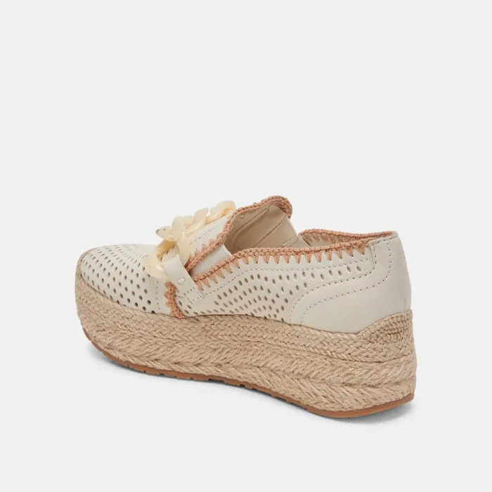 Flats and Loafers Women Dolce Vita Jhenee Espadrille Sneakers Ivory Perforated Nubuck