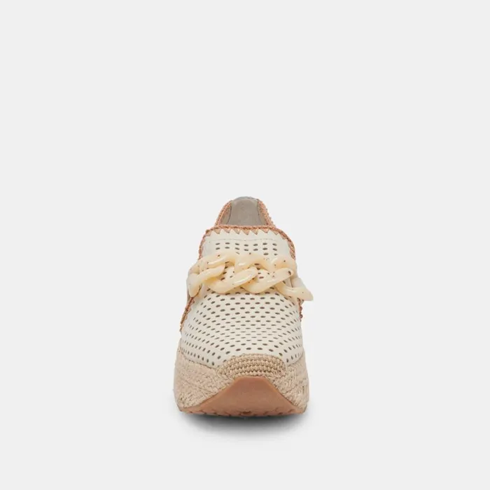 Flats and Loafers Women Dolce Vita Jhenee Espadrille Sneakers Ivory Perforated Nubuck