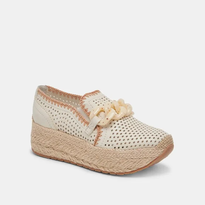 Flats and Loafers Women Dolce Vita Jhenee Espadrille Sneakers Ivory Perforated Nubuck