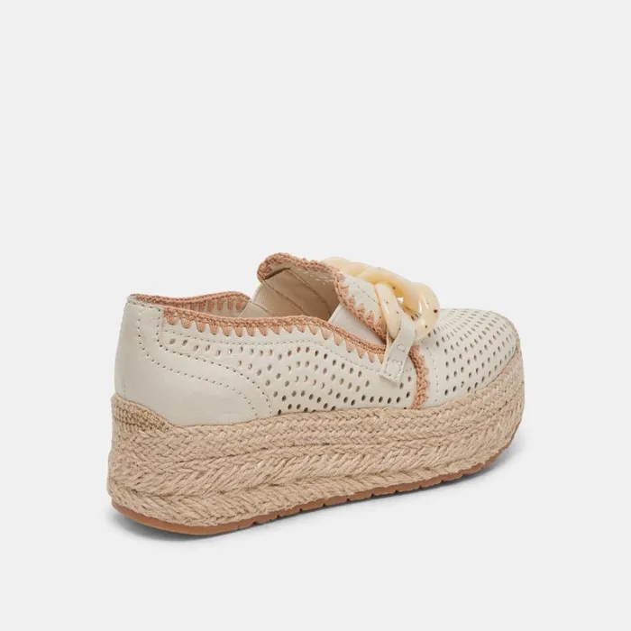 Flats and Loafers Women Dolce Vita Jhenee Espadrille Sneakers Ivory Perforated Nubuck
