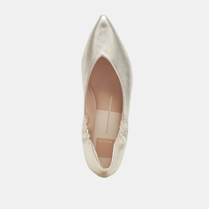 Flats and Loafers Women Dolce Vita Nadav Ballet Flats Platinum Metallic Leather