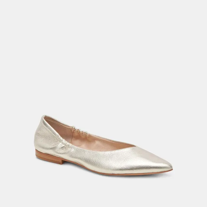 Flats and Loafers Women Dolce Vita Nadav Ballet Flats Platinum Metallic Leather