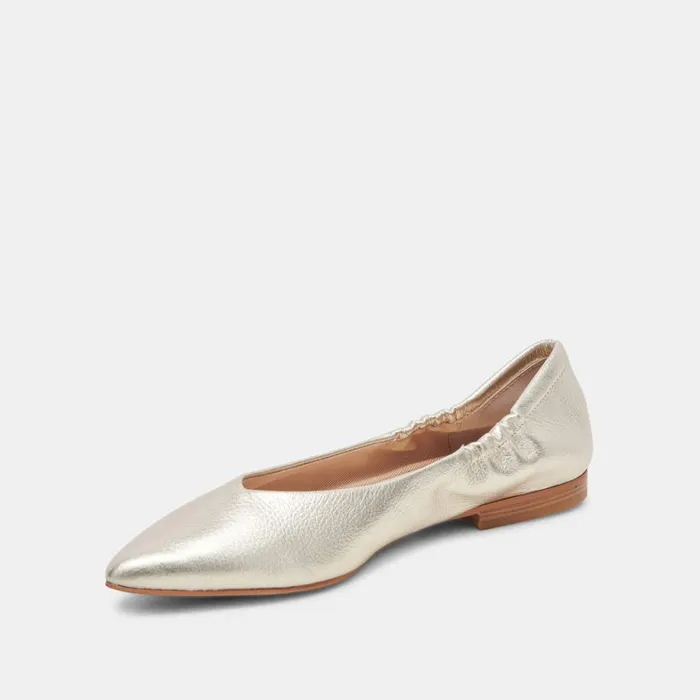 Flats and Loafers Women Dolce Vita Nadav Ballet Flats Platinum Metallic Leather