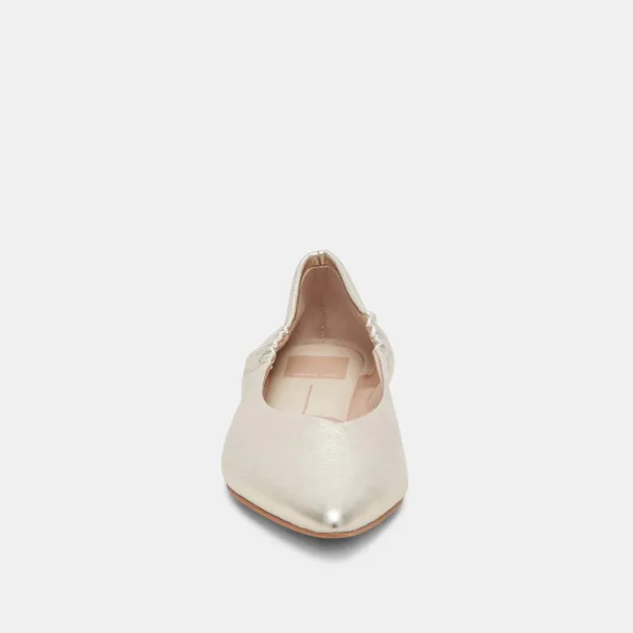 Flats and Loafers Women Dolce Vita Nadav Ballet Flats Platinum Metallic Leather