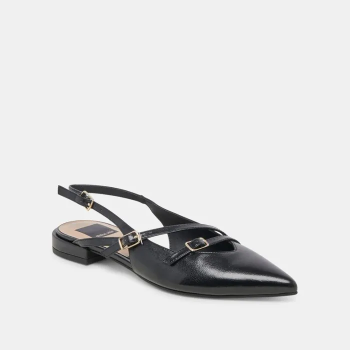 Flats and Loafers Women Dolce Vita Pamla Flats Black Crinkle Patent