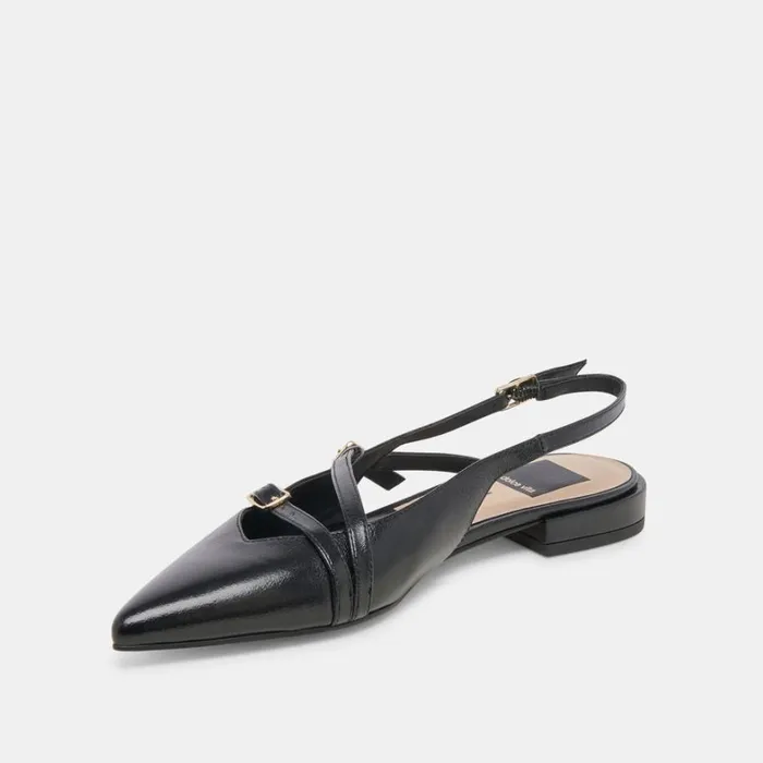 Flats and Loafers Women Dolce Vita Pamla Flats Black Crinkle Patent