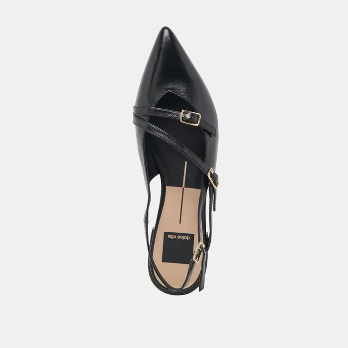 Flats and Loafers Women Dolce Vita Pamla Flats Black Crinkle Patent