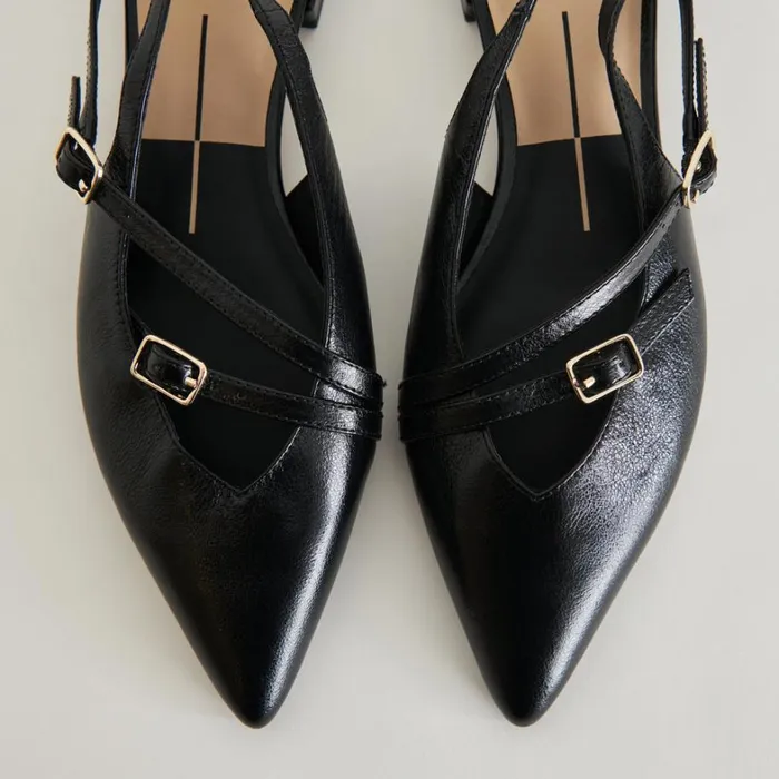 Flats and Loafers Women Dolce Vita Pamla Flats Black Crinkle Patent