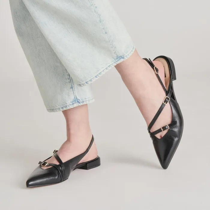 Flats and Loafers Women Dolce Vita Pamla Flats Black Crinkle Patent
