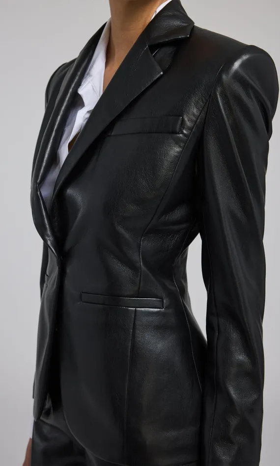 Generation Love Clothing Outerwear Women Zella Vegan Leather Blazer Black