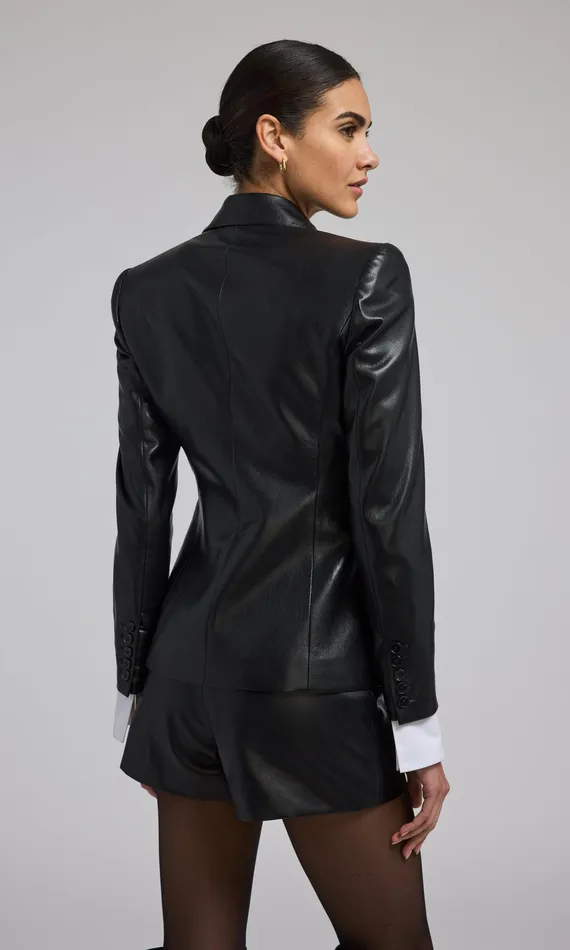 Generation Love Clothing Outerwear Women Zella Vegan Leather Blazer Black