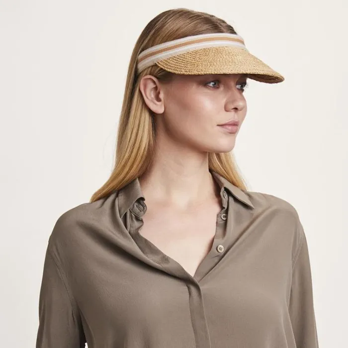 Helen Kaminski Bianca Naturalnougat Stripe Hats Visors