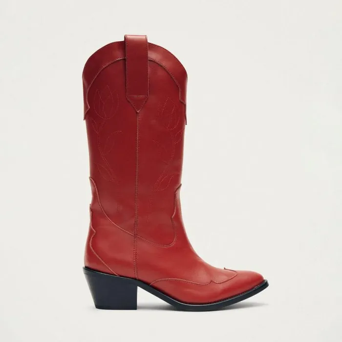 Liberty Red Leather Boots Women ALOHAS Boots